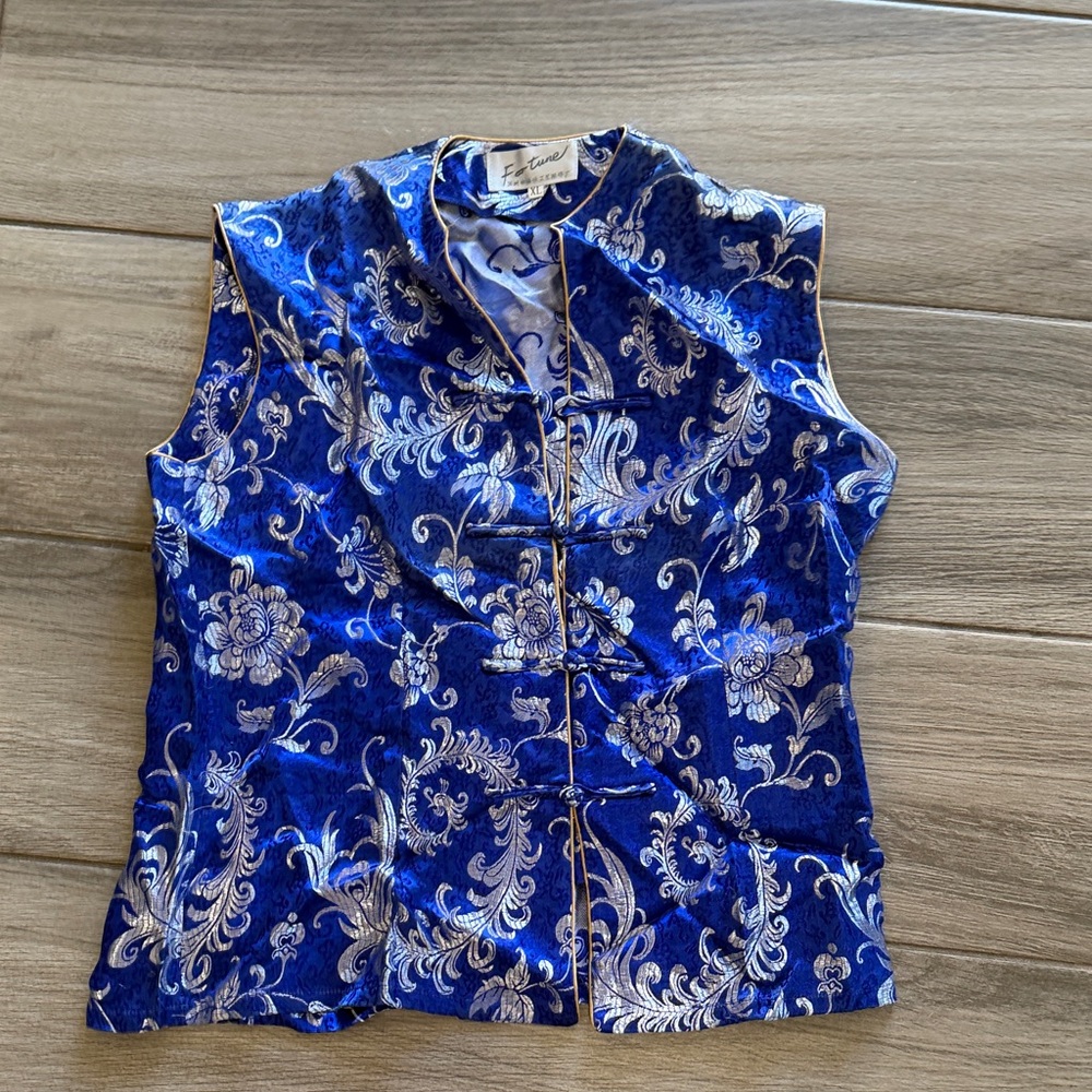 Floral Blue Sleeveless Top